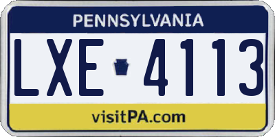 PA license plate LXE4113