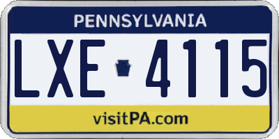 PA license plate LXE4115