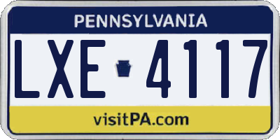 PA license plate LXE4117