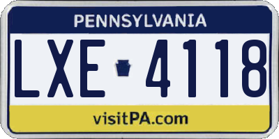 PA license plate LXE4118