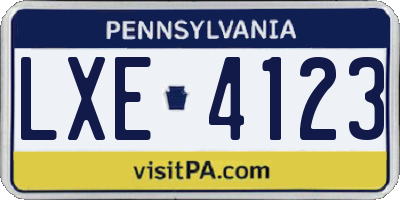 PA license plate LXE4123