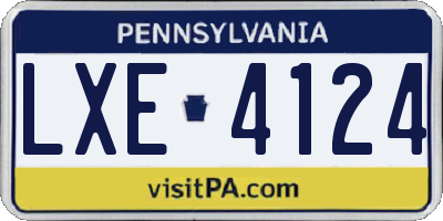 PA license plate LXE4124