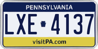 PA license plate LXE4137