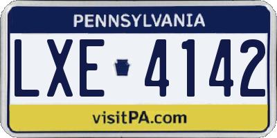 PA license plate LXE4142