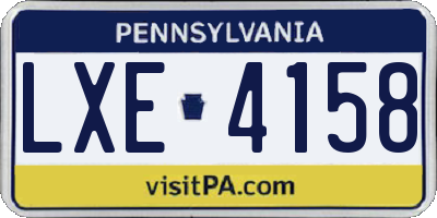 PA license plate LXE4158