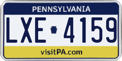 PA license plate LXE4159