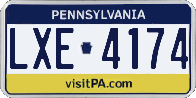 PA license plate LXE4174