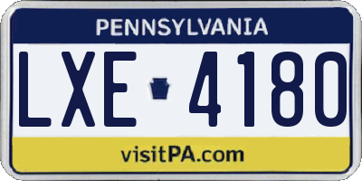 PA license plate LXE4180