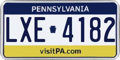 PA license plate LXE4182
