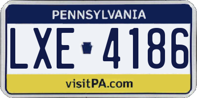 PA license plate LXE4186
