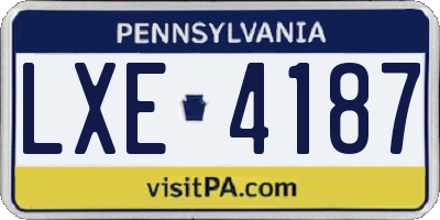 PA license plate LXE4187
