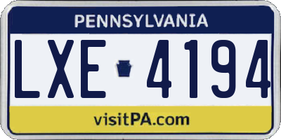 PA license plate LXE4194