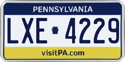 PA license plate LXE4229