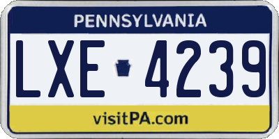 PA license plate LXE4239