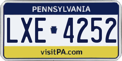 PA license plate LXE4252