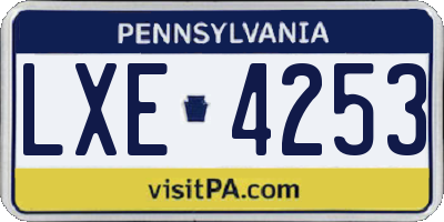PA license plate LXE4253
