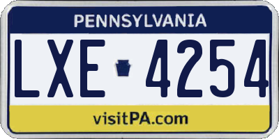 PA license plate LXE4254