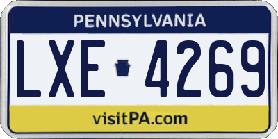 PA license plate LXE4269