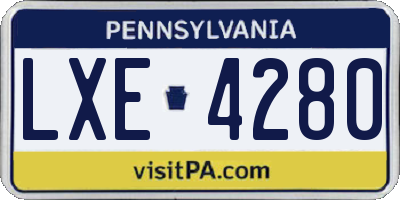 PA license plate LXE4280