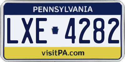 PA license plate LXE4282