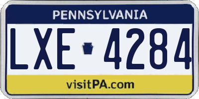 PA license plate LXE4284