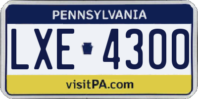PA license plate LXE4300