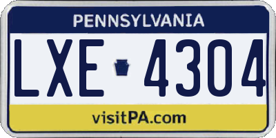 PA license plate LXE4304