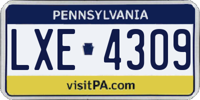 PA license plate LXE4309