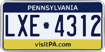PA license plate LXE4312
