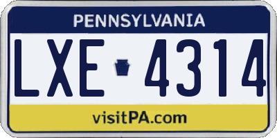 PA license plate LXE4314