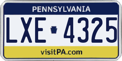 PA license plate LXE4325