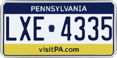 PA license plate LXE4335