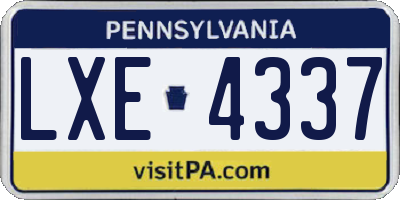 PA license plate LXE4337