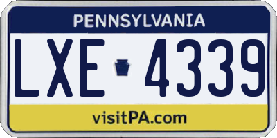 PA license plate LXE4339