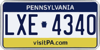PA license plate LXE4340