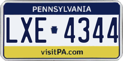 PA license plate LXE4344