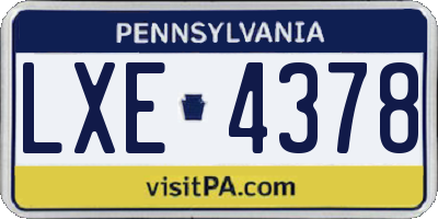 PA license plate LXE4378