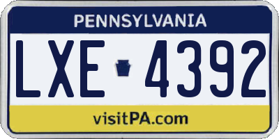PA license plate LXE4392