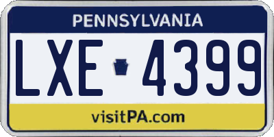 PA license plate LXE4399