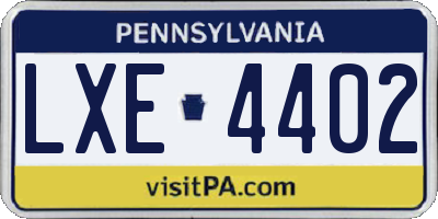 PA license plate LXE4402