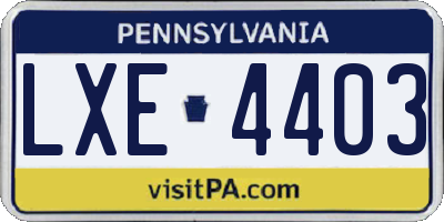 PA license plate LXE4403