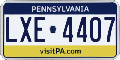 PA license plate LXE4407