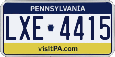 PA license plate LXE4415