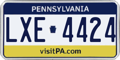 PA license plate LXE4424