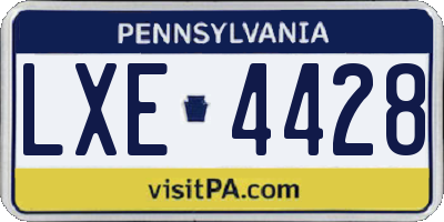 PA license plate LXE4428