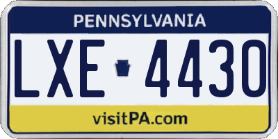 PA license plate LXE4430