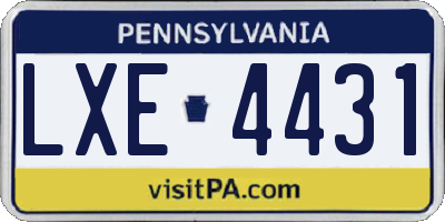 PA license plate LXE4431