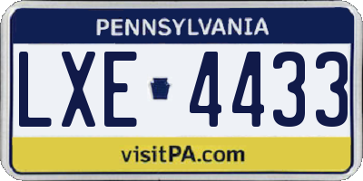 PA license plate LXE4433