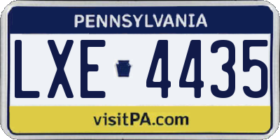 PA license plate LXE4435