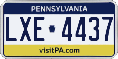 PA license plate LXE4437
